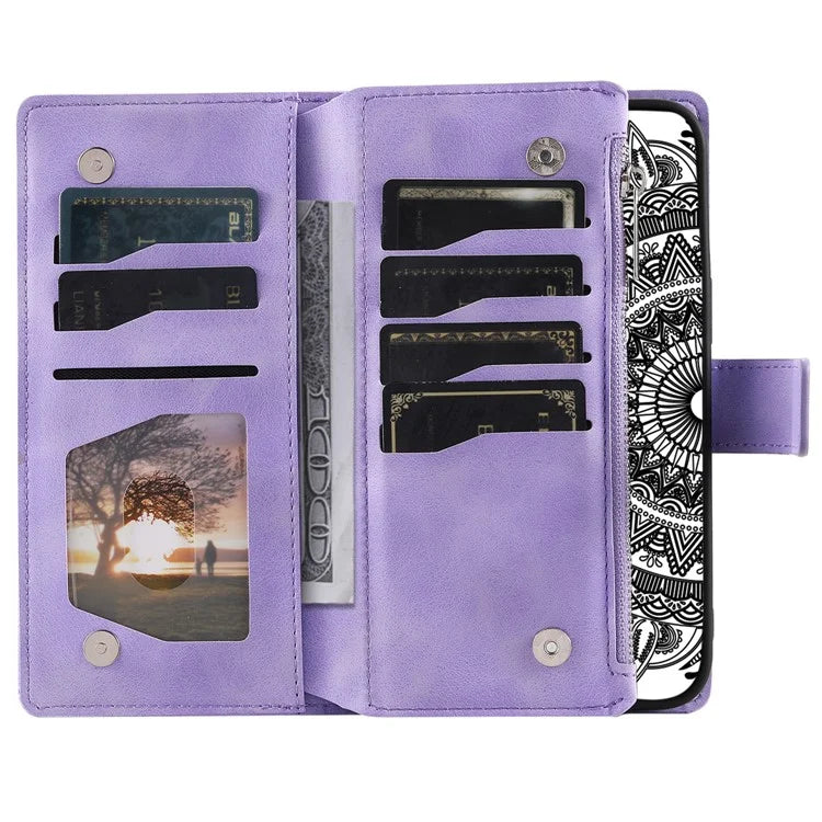 Style 006 For Motorola Moto G85 5G / S50 Neo 5G Case Zipper Pocket Leather Phone Bag Cover Mandala Flower