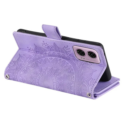 Style 006 For Motorola Moto G85 5G / S50 Neo 5G Case Zipper Pocket Leather Phone Bag Cover Mandala Flower