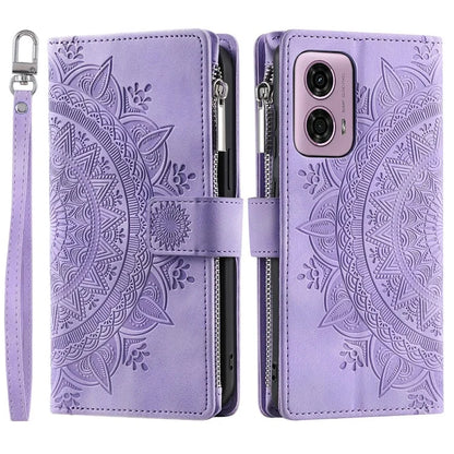 Style 006 For Motorola Moto G85 5G / S50 Neo 5G Case Zipper Pocket Leather Phone Bag Cover Mandala Flower