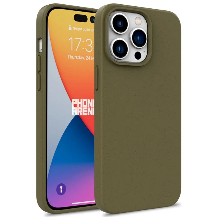 For iPhone 16 Pro Case Wheat Straw TPU Biodegradable Plant Phone Cover