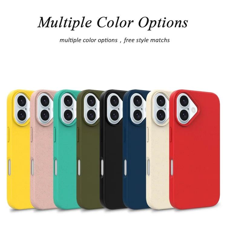 For iPhone 16 Case Biodegradable Wheat Straw TPU Phone Cover Eco Friendly Zero Waste