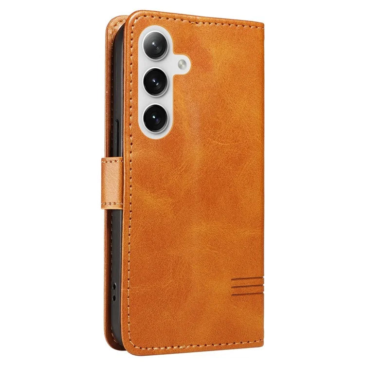 For Samsung Galaxy S24+ Leather Case Wallet Phone Cover T-Shaped Lines