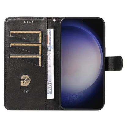 For Samsung Galaxy S24+ Leather Case Wallet Phone Cover T-Shaped Lines