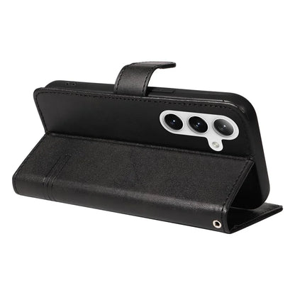For Samsung Galaxy S24+ Leather Case Wallet Phone Cover T-Shaped Lines