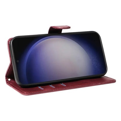 For Samsung Galaxy S24+ Leather Case Wallet Phone Cover T-Shaped Lines