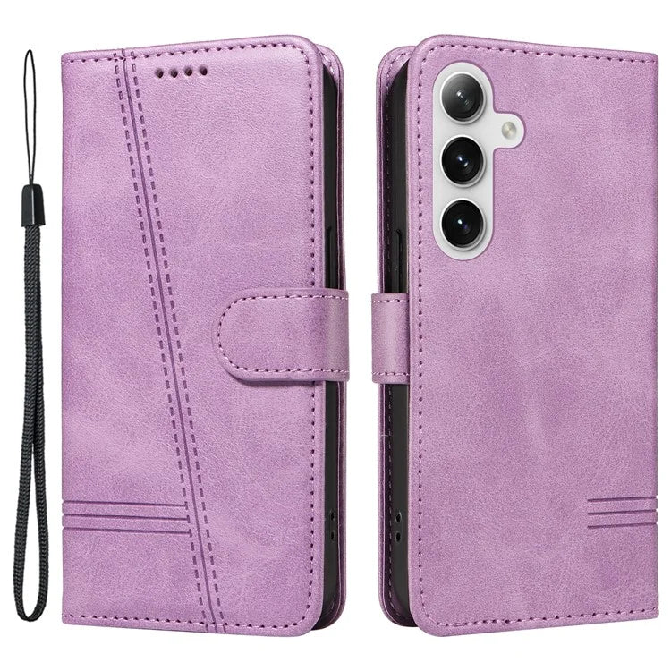For Samsung Galaxy S24 Case T-Shaped Lines Wallet Stand Leather Phone Cover