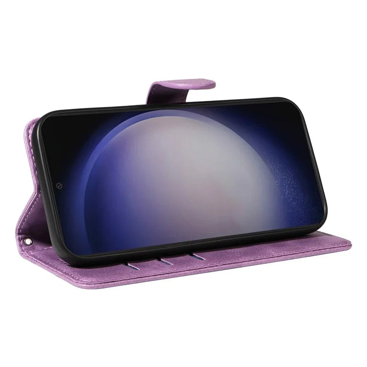 For Samsung Galaxy S24 Case T-Shaped Lines Wallet Stand Leather Phone Cover