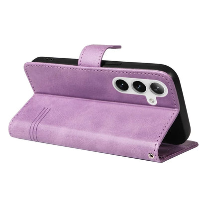 For Samsung Galaxy S24 Case T-Shaped Lines Wallet Stand Leather Phone Cover
