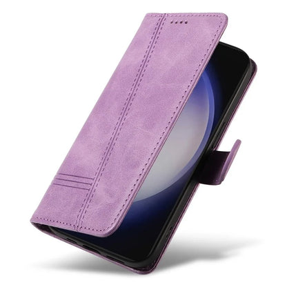 For Samsung Galaxy S24 Case T-Shaped Lines Wallet Stand Leather Phone Cover