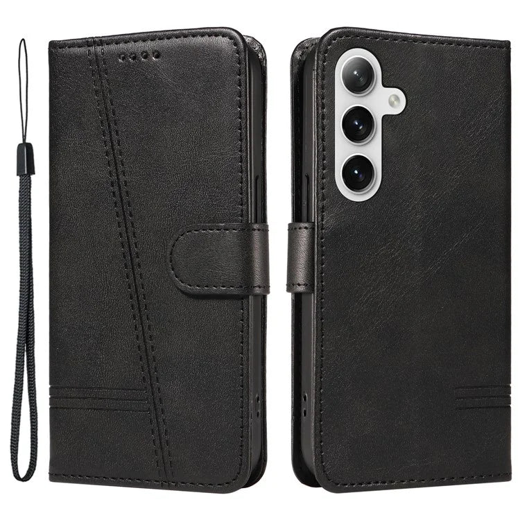 For Samsung Galaxy S24 Case T-Shaped Lines Wallet Stand Leather Phone Cover