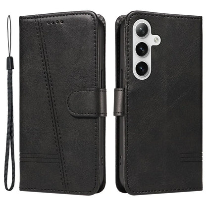 For Samsung Galaxy S24 Case T-Shaped Lines Wallet Stand Leather Phone Cover