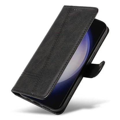 For Samsung Galaxy S24 Case T-Shaped Lines Wallet Stand Leather Phone Cover
