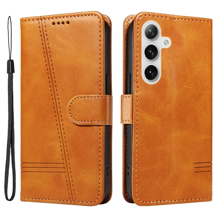 For Samsung Galaxy S24 Case T-Shaped Lines Wallet Stand Leather Phone Cover