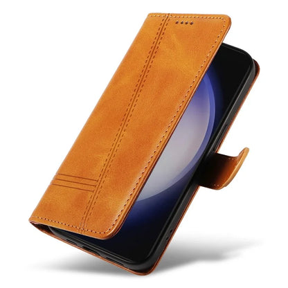 For Samsung Galaxy S24 Case T-Shaped Lines Wallet Stand Leather Phone Cover