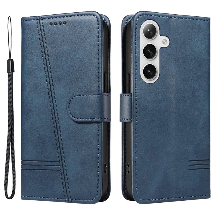 For Samsung Galaxy S24 Case T-Shaped Lines Wallet Stand Leather Phone Cover