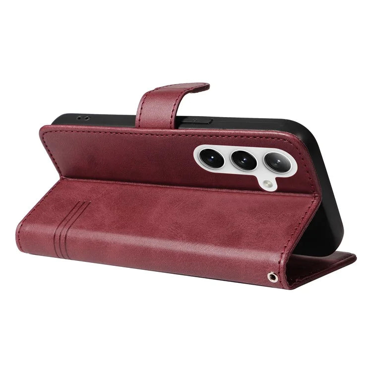 For Samsung Galaxy S24 Case T-Shaped Lines Wallet Stand Leather Phone Cover