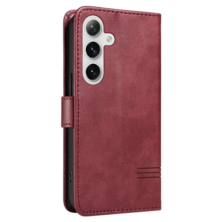 For Samsung Galaxy S24 Case T-Shaped Lines Wallet Stand Leather Phone Cover