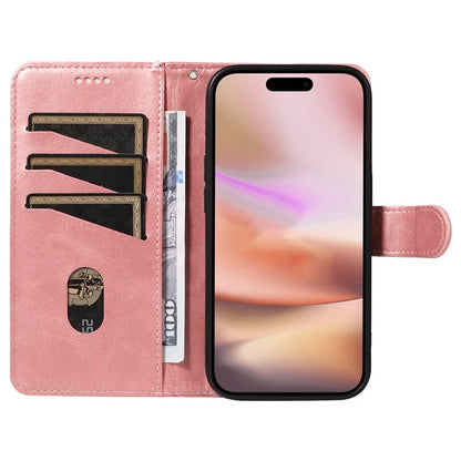For iPhone 16 Plus Leather Case T-Shaped Lines Flip Phone Cover