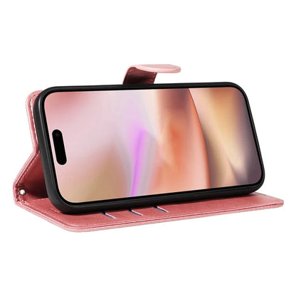 For iPhone 16 Plus Leather Case T-Shaped Lines Flip Phone Cover