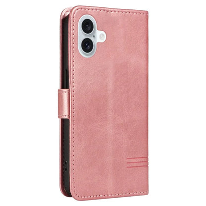 For iPhone 16 Plus Leather Case T-Shaped Lines Flip Phone Cover