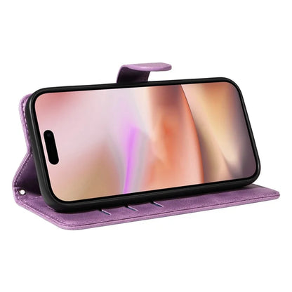 For iPhone 16 Plus Leather Case T-Shaped Lines Flip Phone Cover