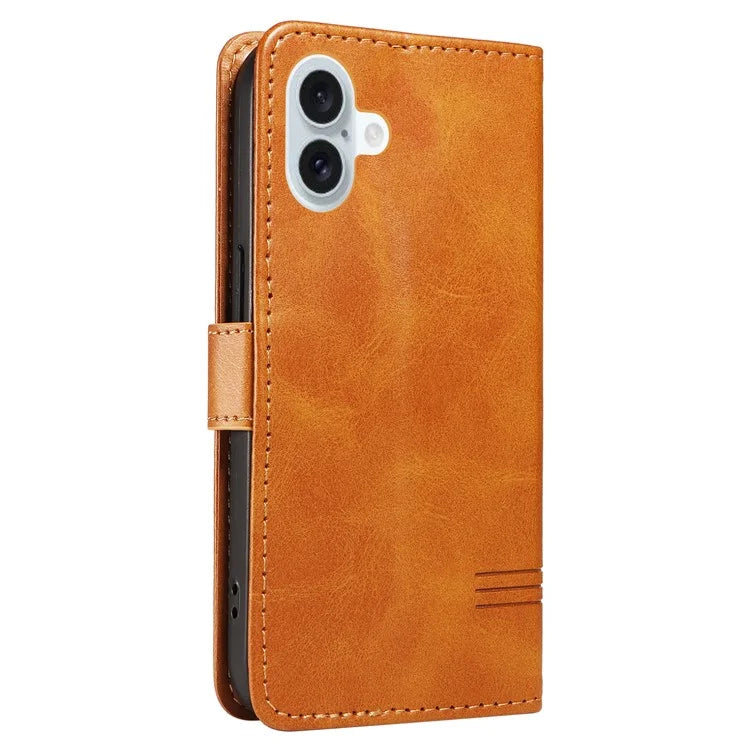For iPhone 16 Plus Leather Case T-Shaped Lines Flip Phone Cover