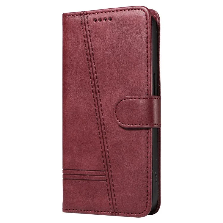 For iPhone 16 Plus Leather Case T-Shaped Lines Flip Phone Cover