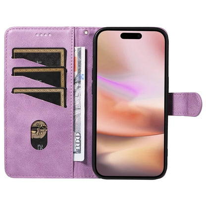 For iPhone 16 Case Wallet PU Leather Folio Flip Phone Cover T-Shaped Lines