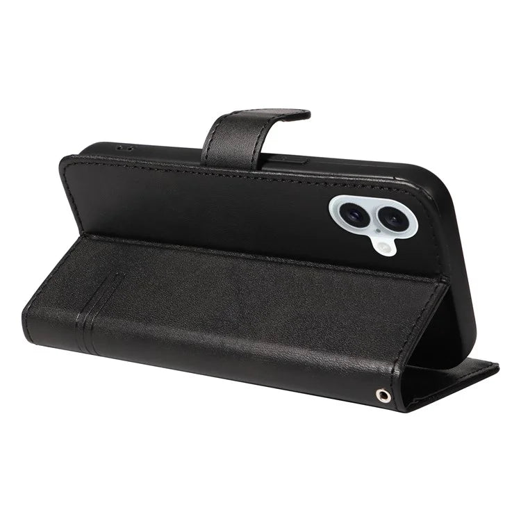For iPhone 16 Case Wallet PU Leather Folio Flip Phone Cover T-Shaped Lines