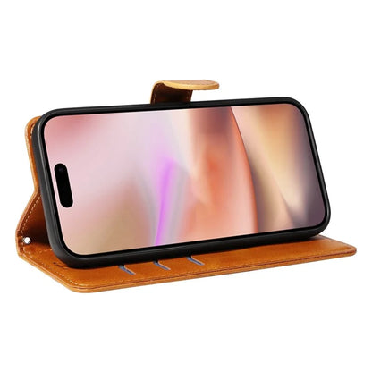 For iPhone 16 Case Wallet PU Leather Folio Flip Phone Cover T-Shaped Lines