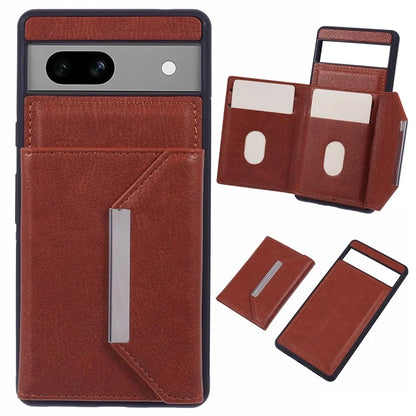 For Google Pixel 7a Case Card Bag Kickstand TPU+PU Phone Cover