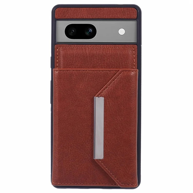 For Google Pixel 7a Case Card Bag Kickstand TPU+PU Phone Cover