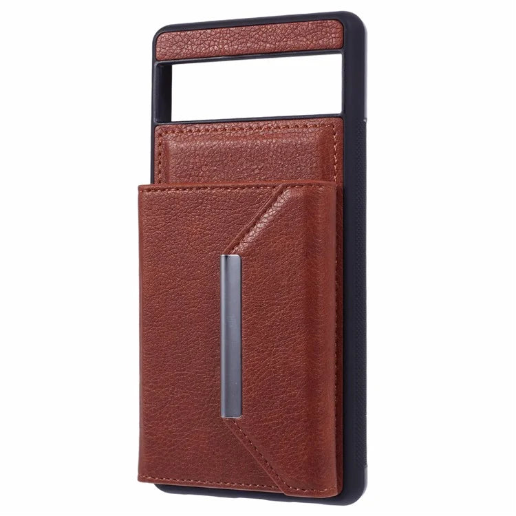 For Google Pixel 7a Case Card Bag Kickstand TPU+PU Phone Cover