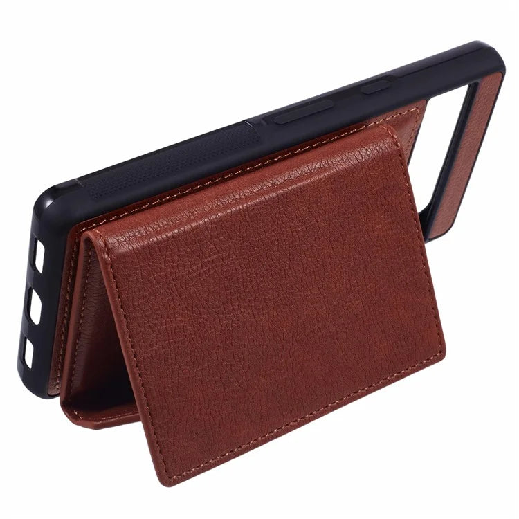 For Google Pixel 7a Case Card Bag Kickstand TPU+PU Phone Cover