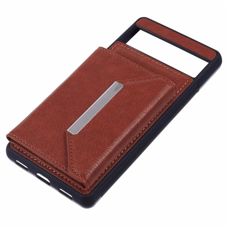 For Google Pixel 7a Case Card Bag Kickstand TPU+PU Phone Cover