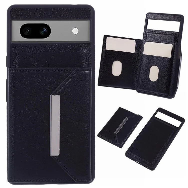 For Google Pixel 7a Case Card Bag Kickstand TPU+PU Phone Cover