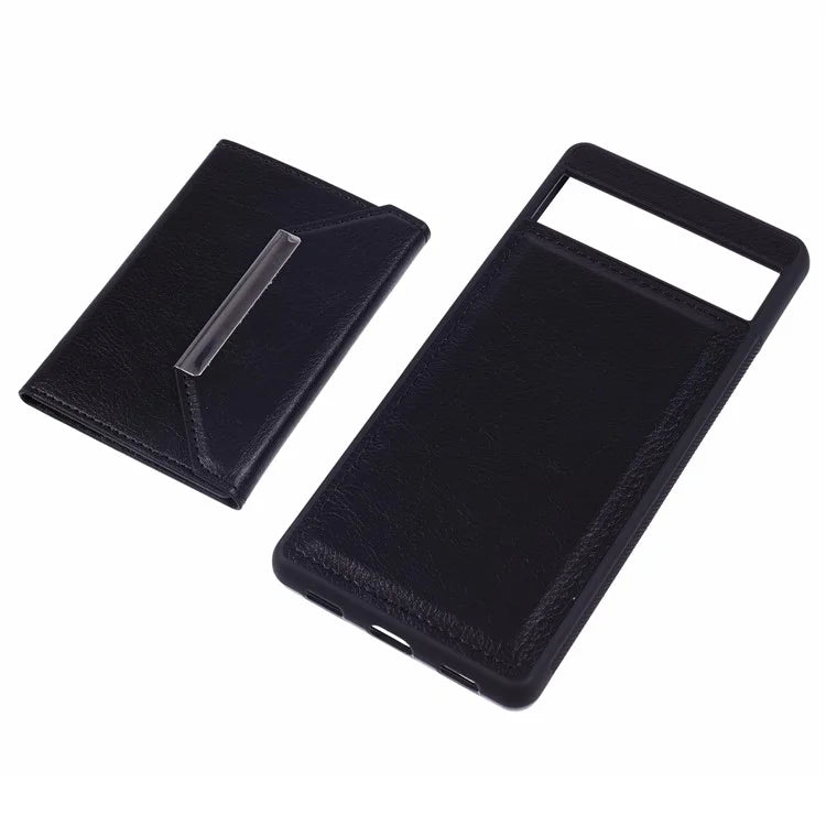For Google Pixel 7a Case Card Bag Kickstand TPU+PU Phone Cover