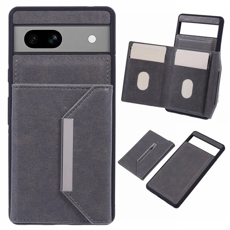For Google Pixel 7a Case Card Bag Kickstand TPU+PU Phone Cover