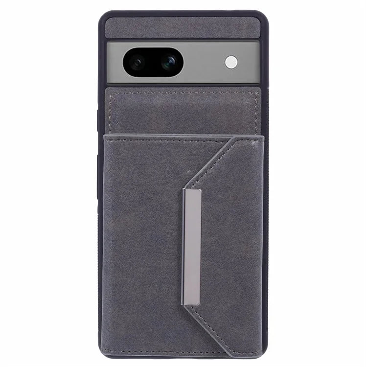 For Google Pixel 7a Case Card Bag Kickstand TPU+PU Phone Cover