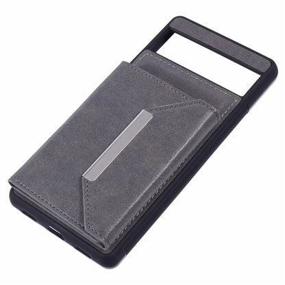 For Google Pixel 7a Case Card Bag Kickstand TPU+PU Phone Cover