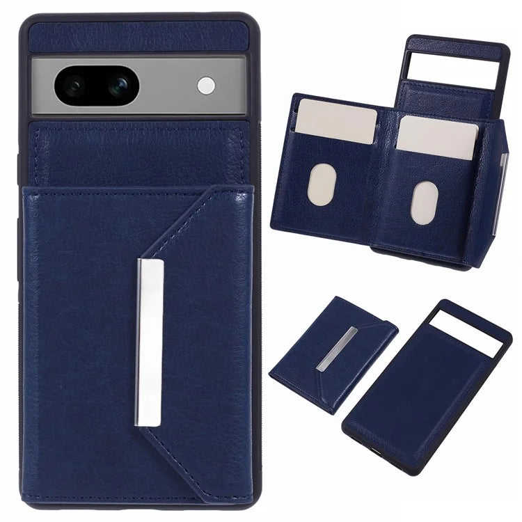 For Google Pixel 7a Case Card Bag Kickstand TPU+PU Phone Cover