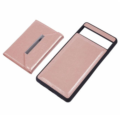 For Google Pixel 7a Case Card Bag Kickstand TPU+PU Phone Cover