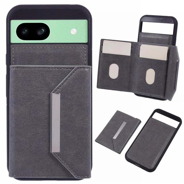 For Google Pixel 8a Case Card Bag Kickstand TPU+PU Phone Cover
