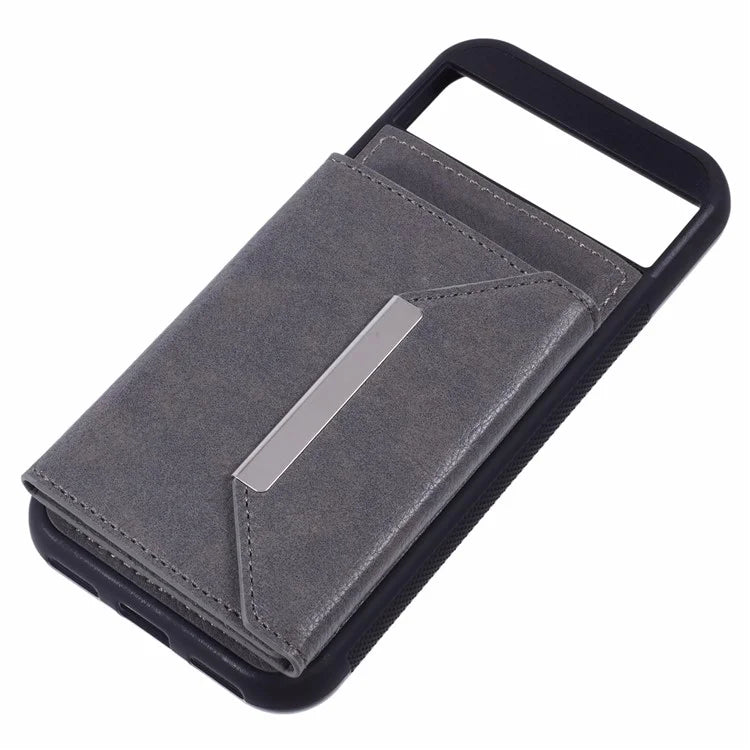 For Google Pixel 8a Case Card Bag Kickstand TPU+PU Phone Cover