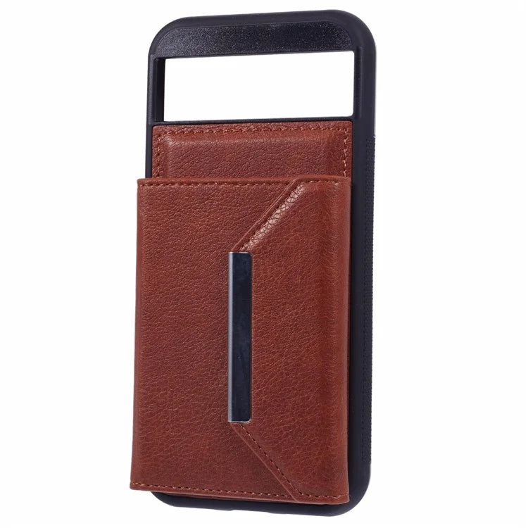 For Google Pixel 8a Case Card Bag Kickstand TPU+PU Phone Cover