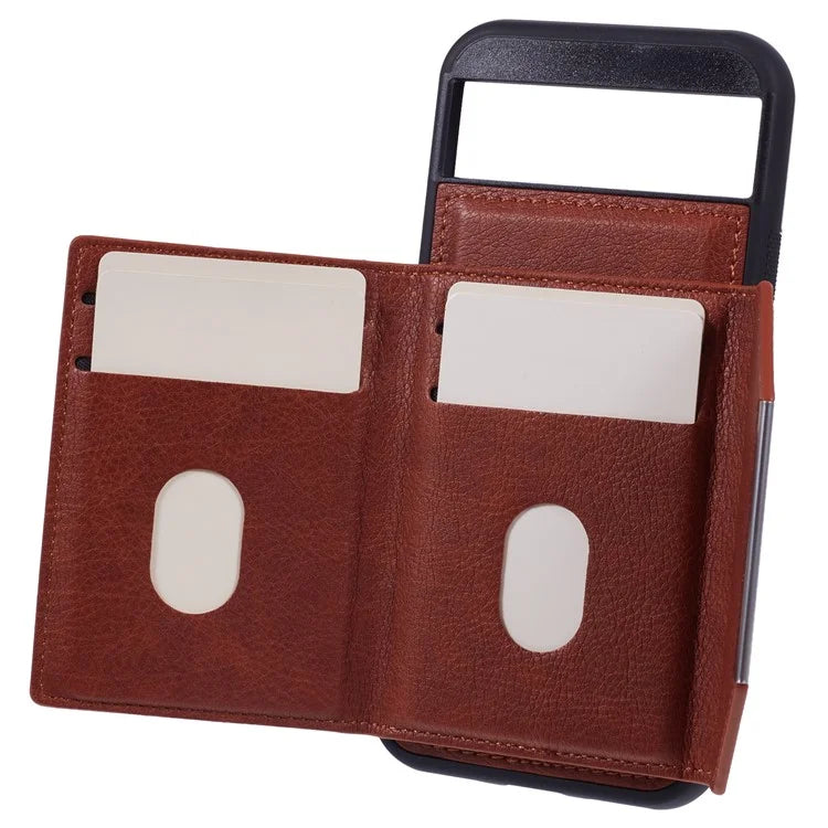 For Google Pixel 8a Case Card Bag Kickstand TPU+PU Phone Cover