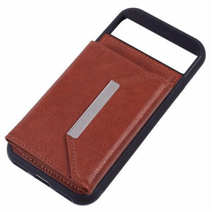 For Google Pixel 8a Case Card Bag Kickstand TPU+PU Phone Cover