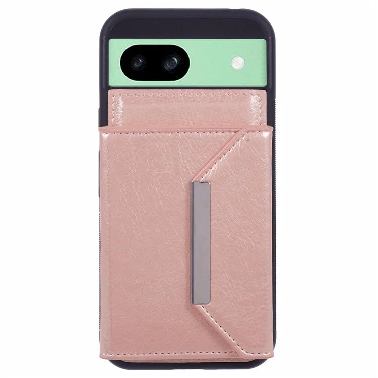 For Google Pixel 8a Case Card Bag Kickstand TPU+PU Phone Cover