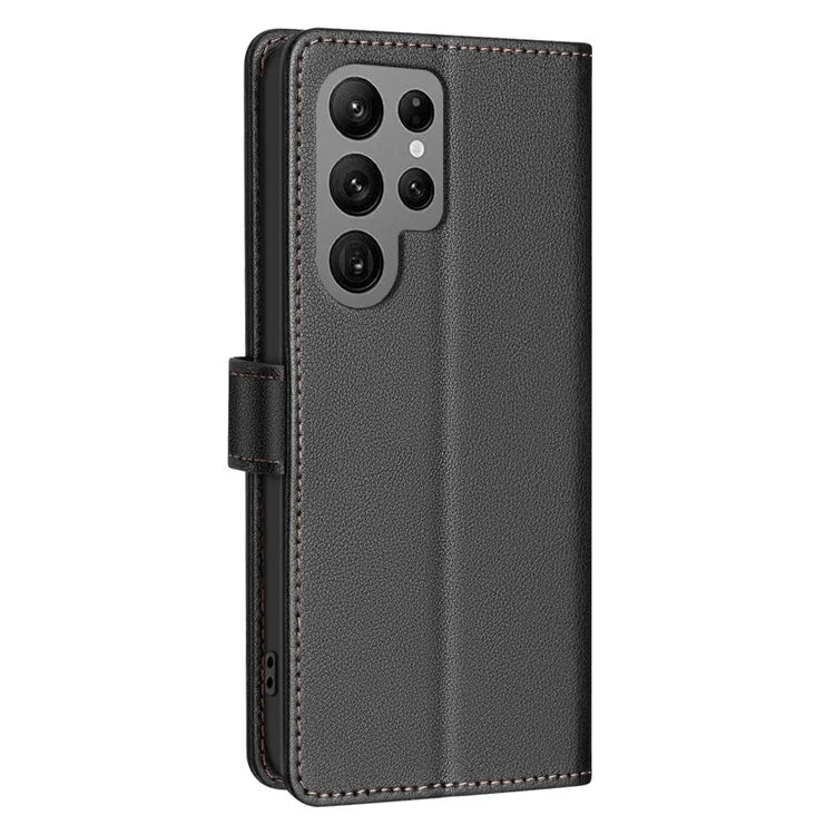 BINFEN COLOR BF32 For Samsung Galaxy S22 Ultra 5G Case Litchi Texture RFID Blocking Leather Phone Cover