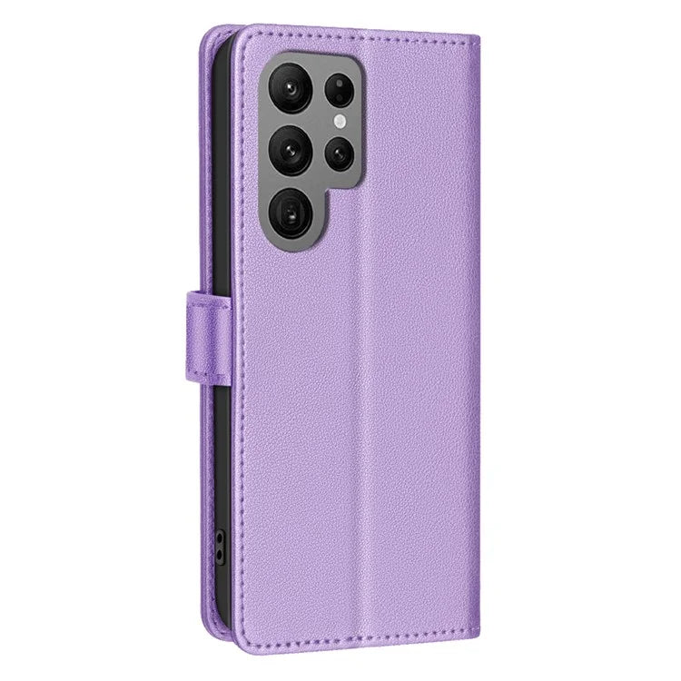 BINFEN COLOR BF32 For Samsung Galaxy S22 Ultra 5G Case Litchi Texture RFID Blocking Leather Phone Cover
